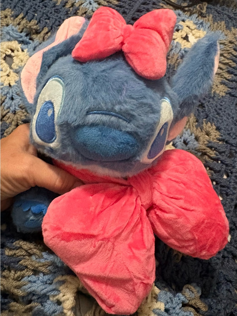 Blue Plush Character with Pink Bow — Cute Stuffed Animal for Kids
